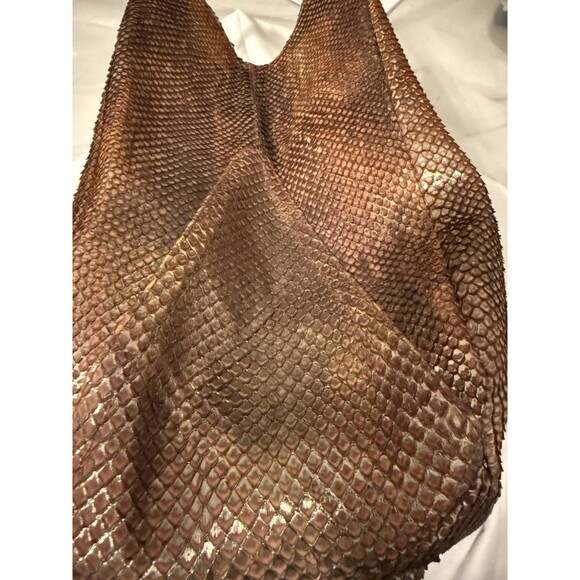 Vintage Fatto A Mano Carlos Falchi Bronze Snakeskin Hobo Bag EUC - Picture 10 of 15
